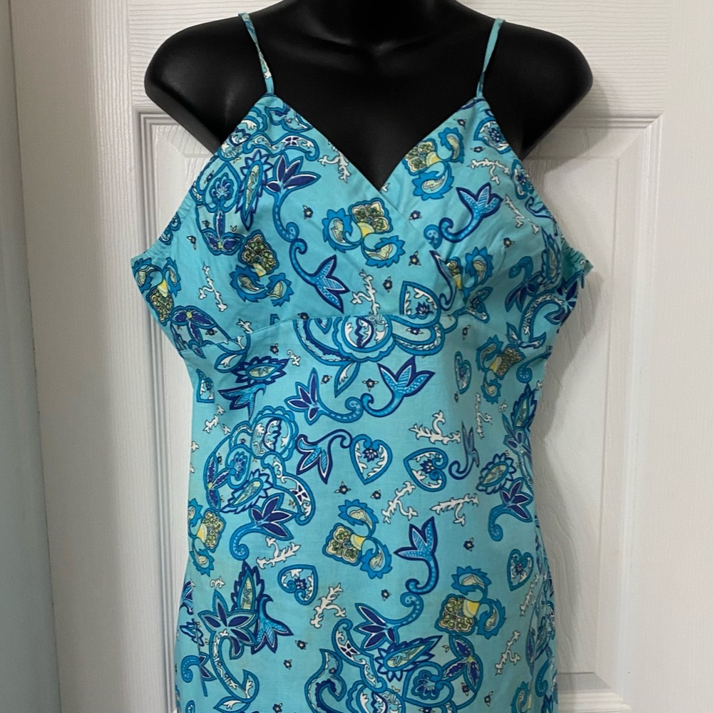 Ladies Emergency Exit Floral Print Tank Top Dress  Watercolor Paisley Large Boho